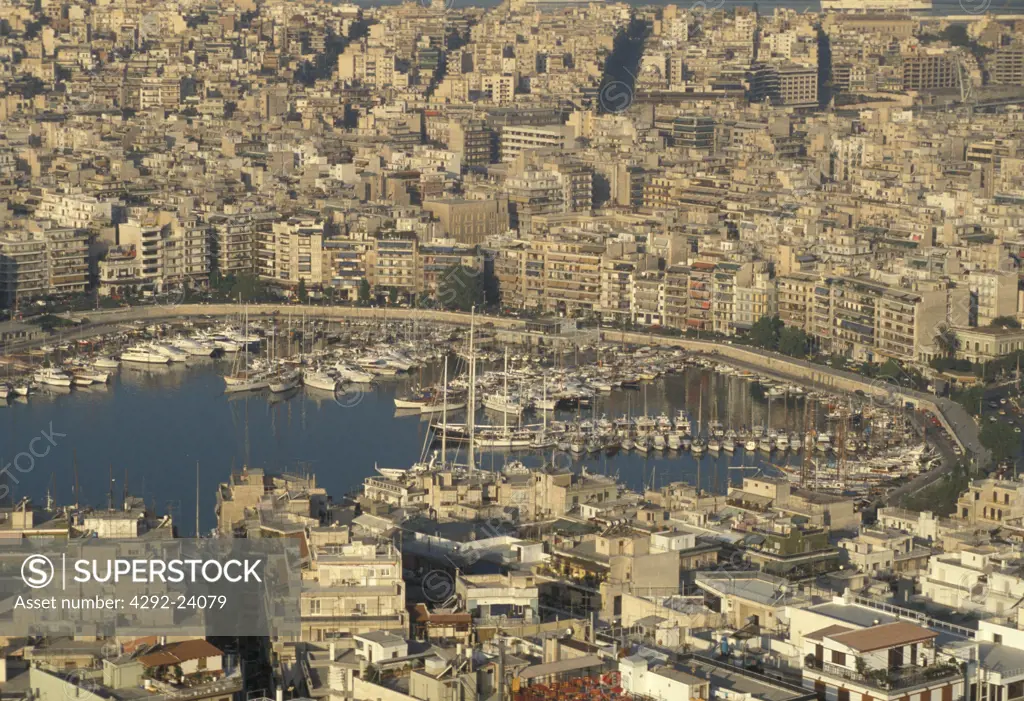 Greece, Athens, Piraeus harbour from the air