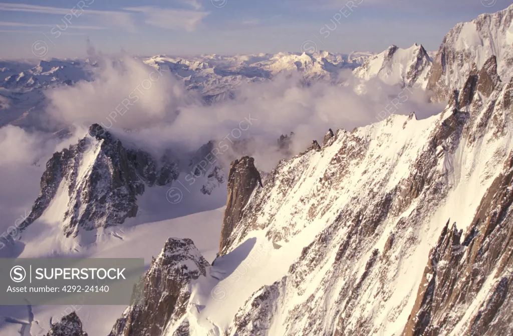 Italy, Alps: view of the Mont Blanc massif