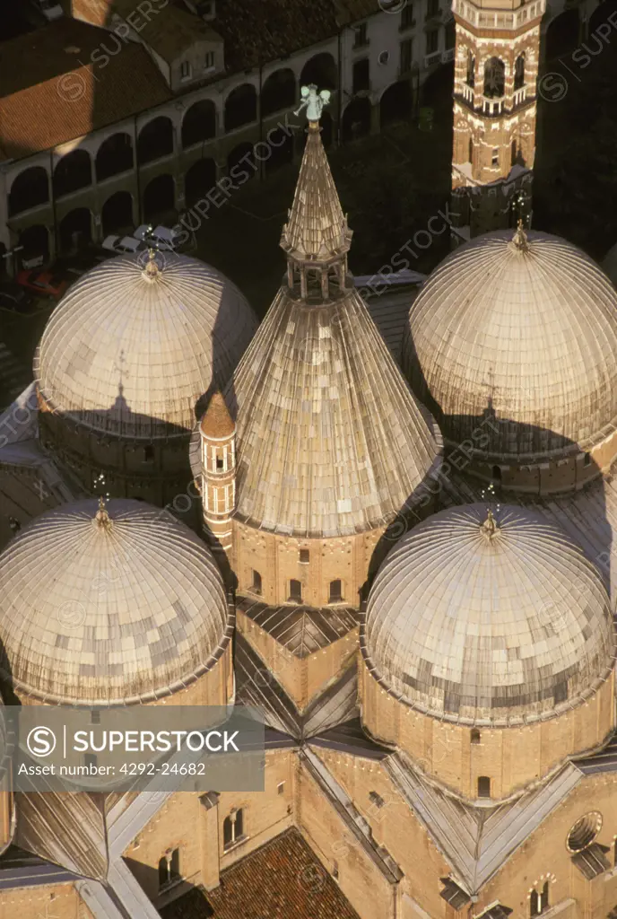 Italy, Veneto, Padua, the Sant'Antonio church from the air