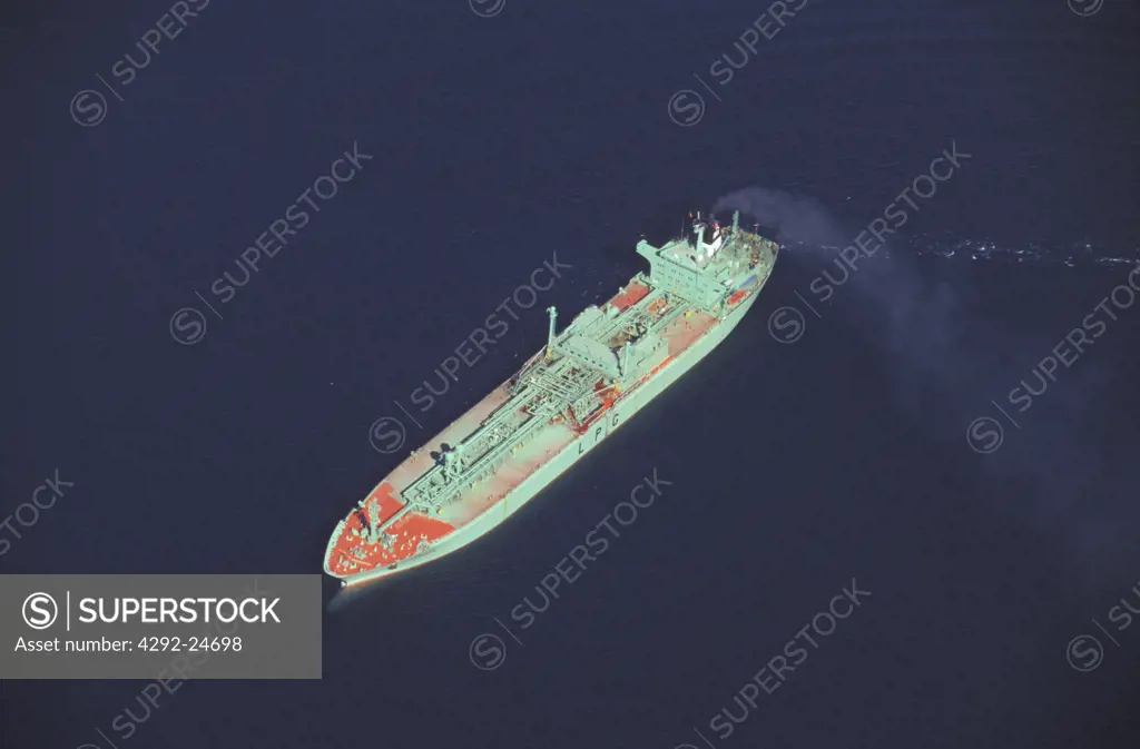 Tanker ship from the air