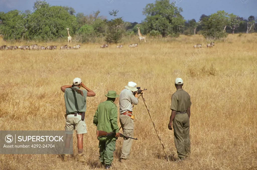 Africa, Tanzania, hunters in action