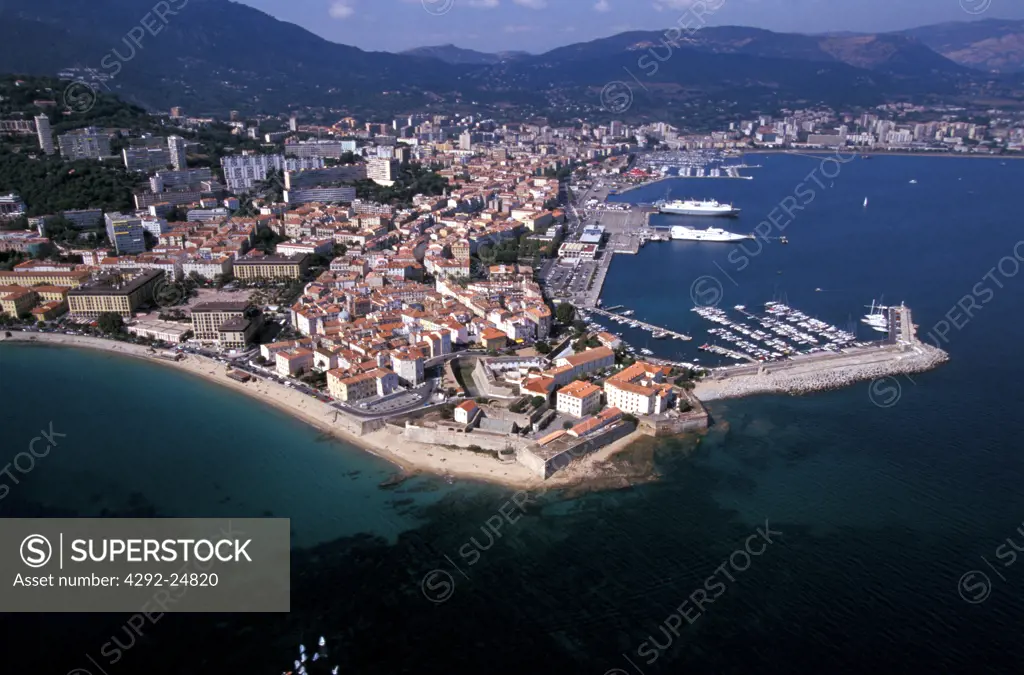 France, Corsica island, aerial view of Ajaccio town