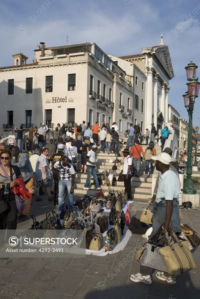 Italy, Veneto, Venice, Riva degli Schiavoni, Illegal Sellers
