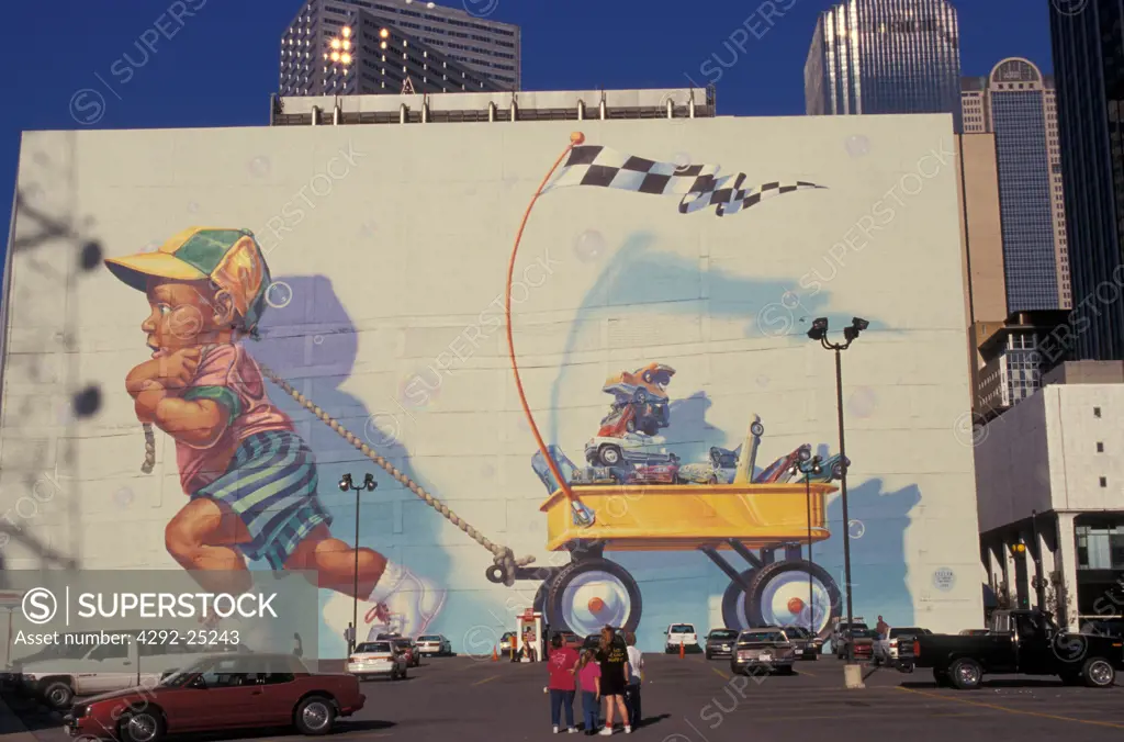 Usa, Texas, Dallas. Mural in center city