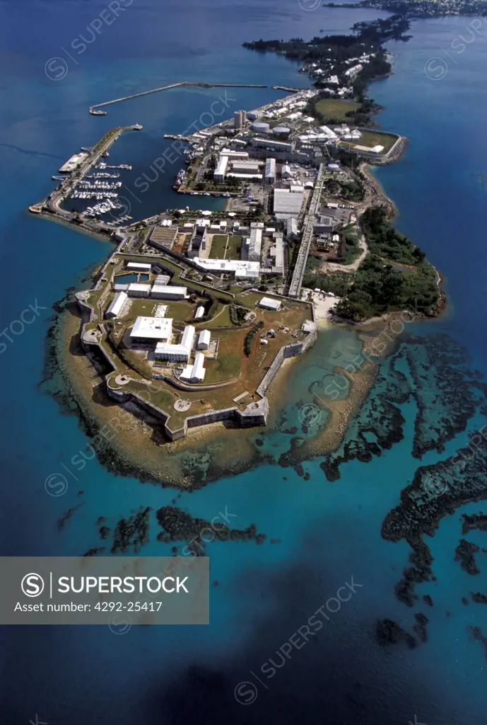 Bermuda, aerial view of the royal navy dockyard