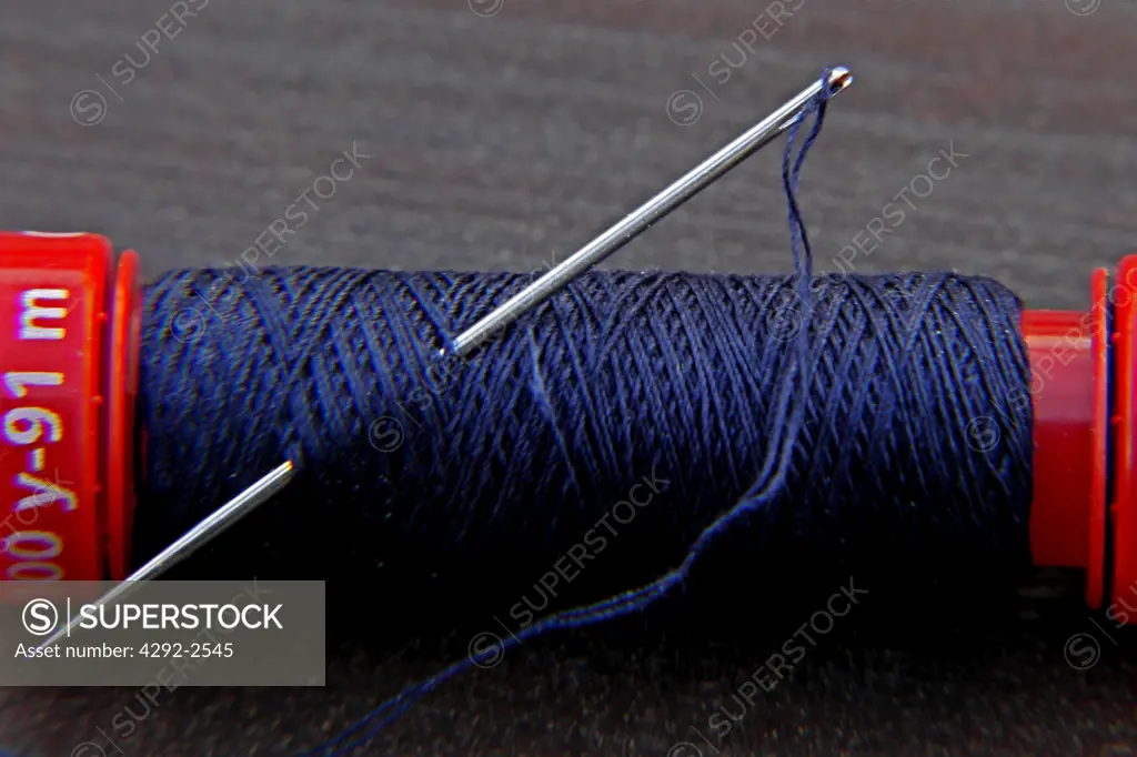 Close up of needle and thread
