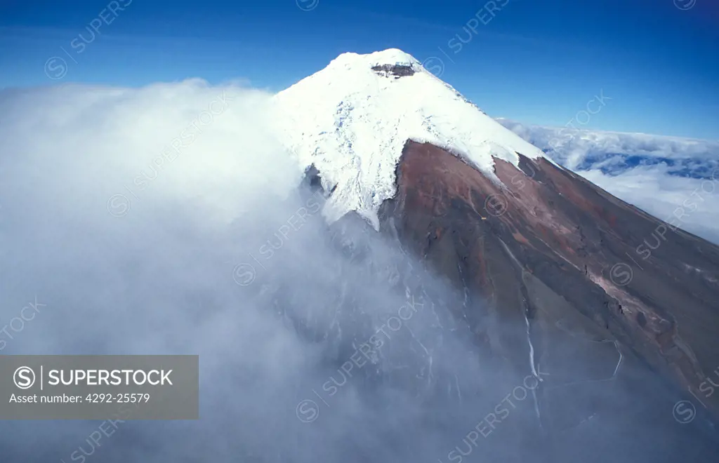 Ecuador. Volcano Cotopaxi, aerial view