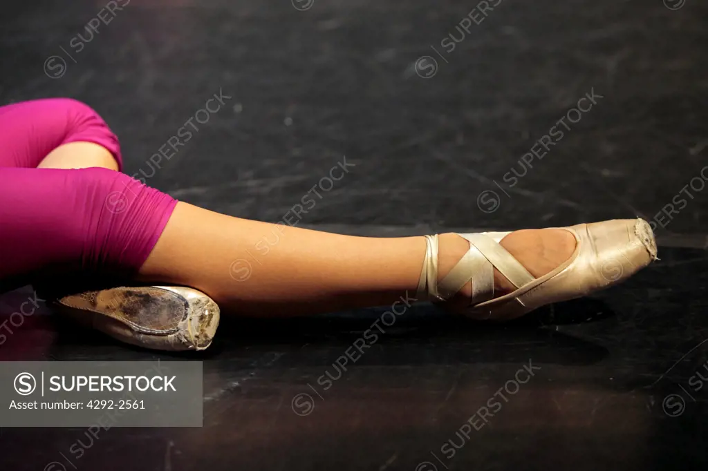 Ballerina stretching legs
