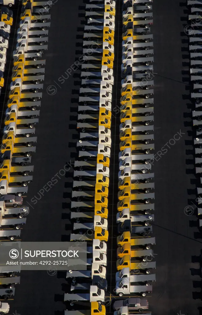 Truck factory, the parking lot from the air
