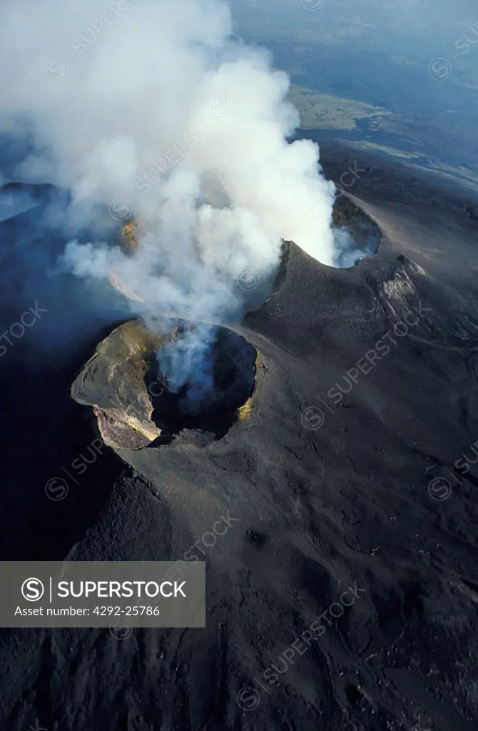 Italy, Sicily, aerial view of Etna volcano