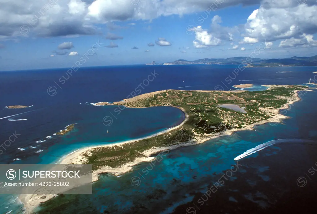 Spain, Balearic Islands, Formentera Island, aerial view