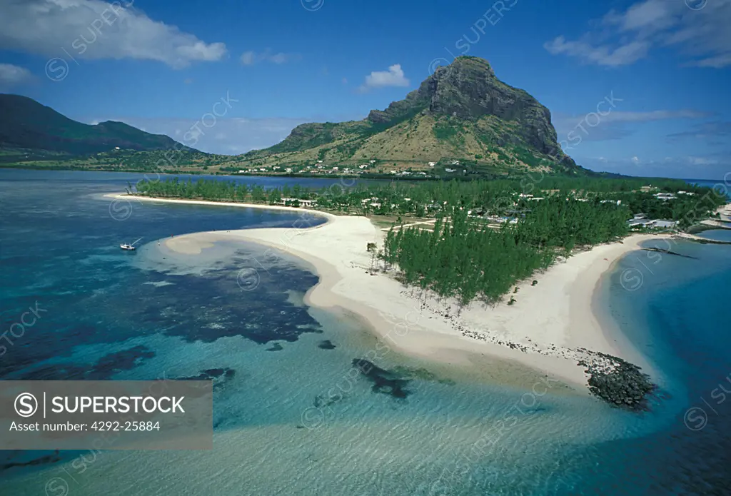 Mauritius, aerial view of the Morne Brabant