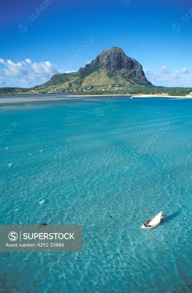 Mauritius, aerial view of the Morne Brabant