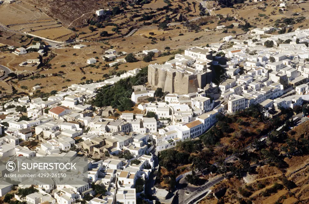 Greece, Patmos,Chora, monastery of Aghios Ioannis Thedhogos and village