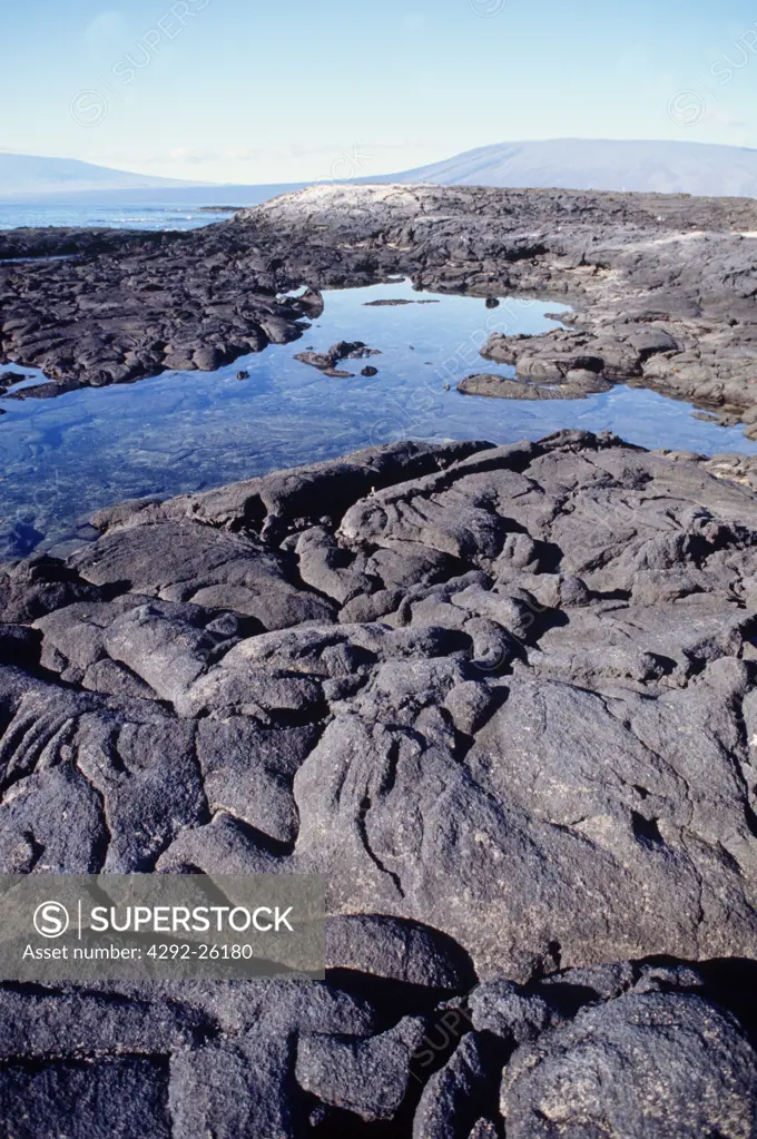 Ecuador, Galapagos: Fernandina island, lava on the shoreline