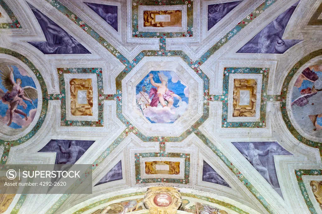 Italy, Veneto, Pojana Maggiore, the Villa Pojana, Atrium with the Fresco Paintings of Giovanni Battista Zelotti, Architect Andrea Palladio