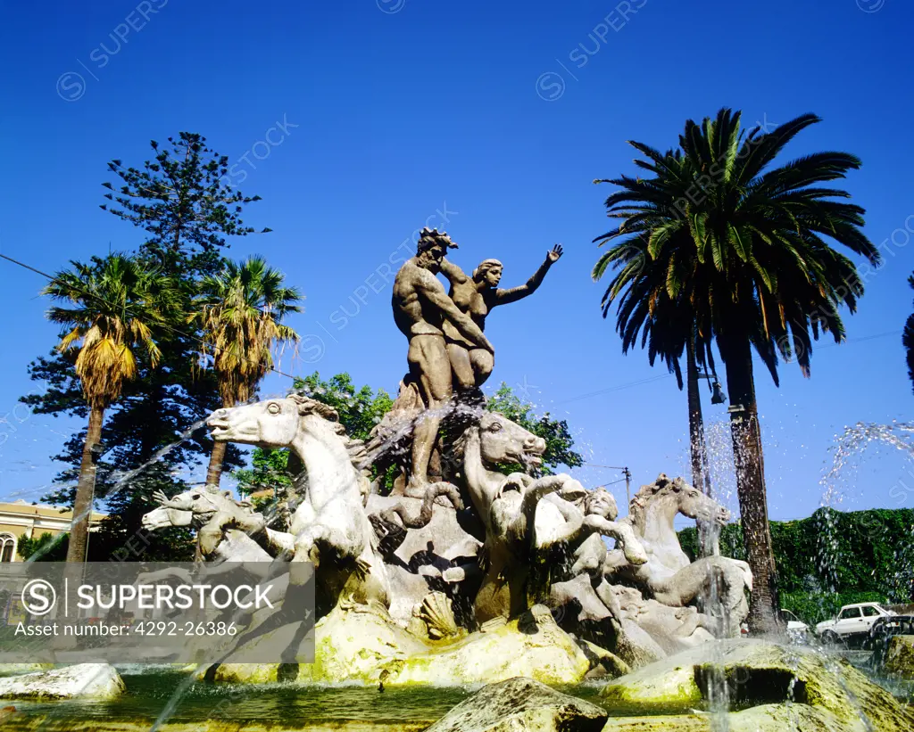 Italy, Sicily,Catania Neptune fountain