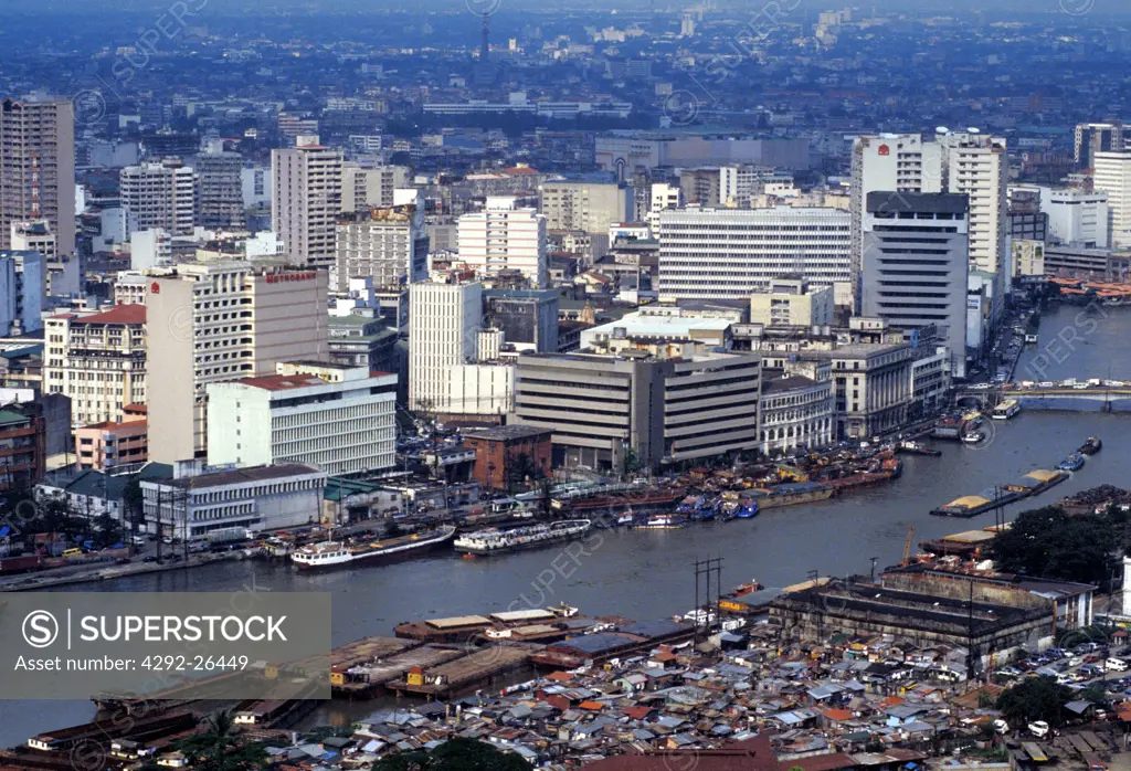 Philippines, Luzon island. Manila the city center, aerial view