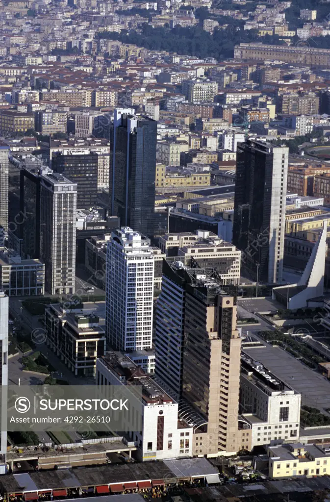 Italy, Campania, Naples, cityscape with financial district buildings