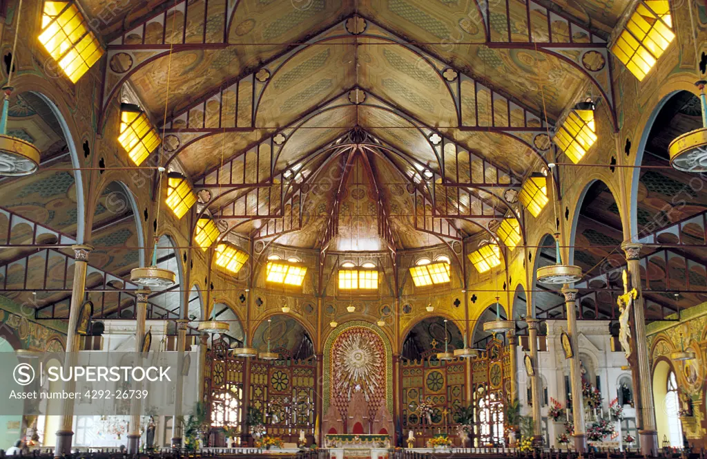 Caribbean, Santa Lucia, the interior of Castries cathedral