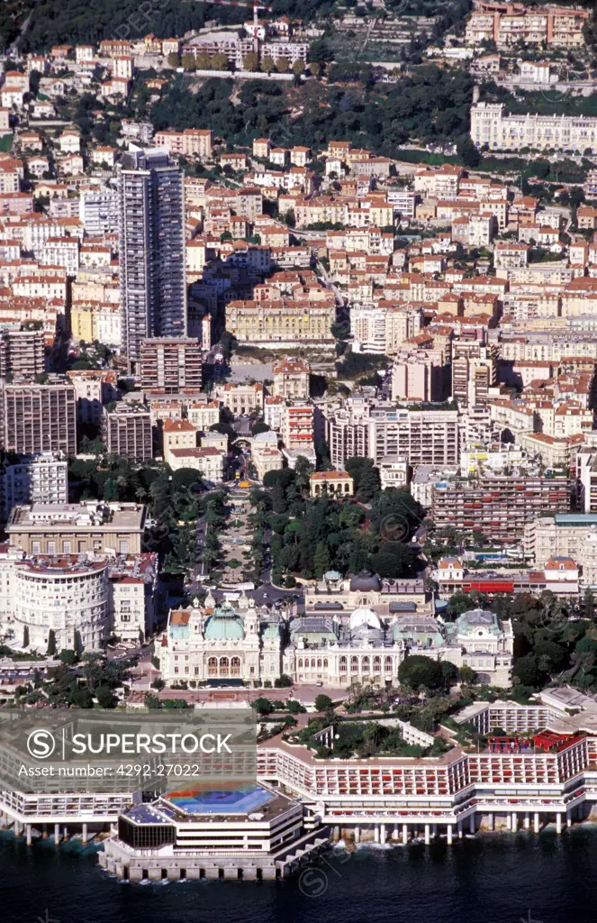 France, The French Riviera, aerial view of Montecarlo