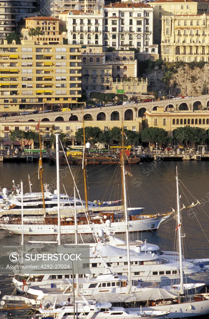 France, The French Riviera, view of Montecarlo harbour