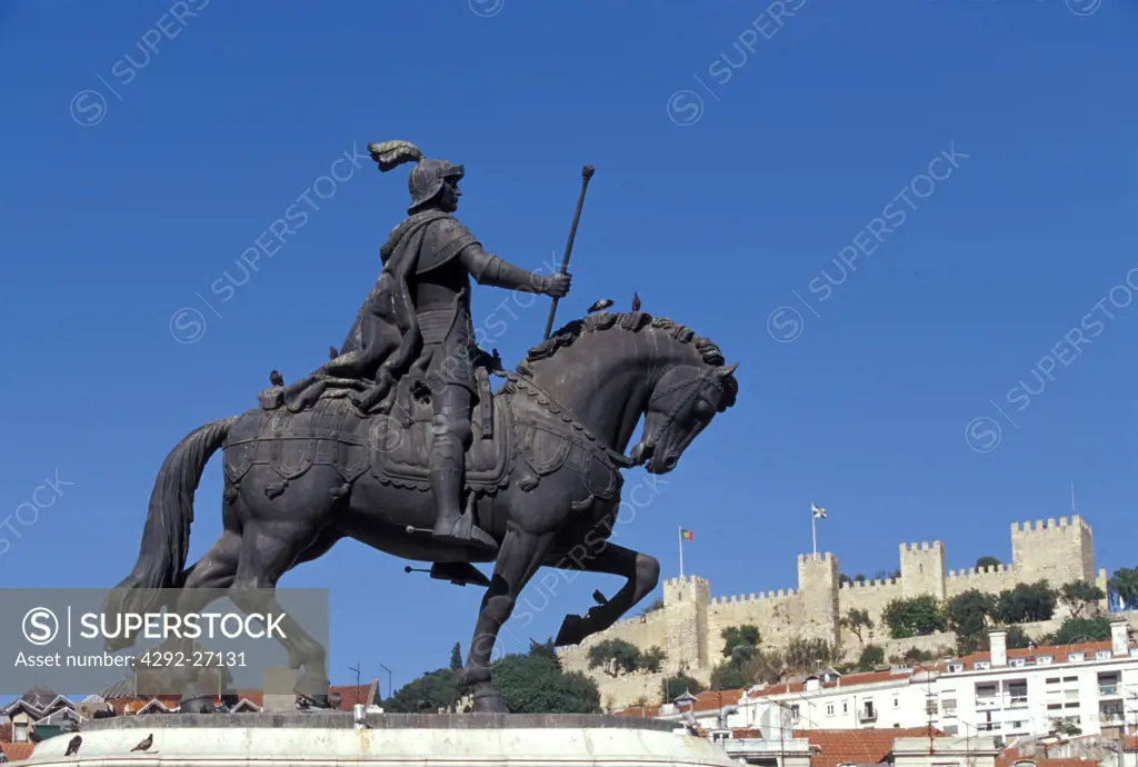 Portugal, Lisbon, Figueira square monument to king John I