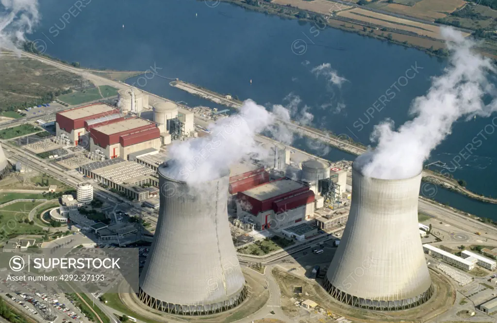 France, Ardeche, Cruas-Meysse nuclear plant, aerial view