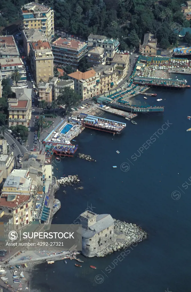 Italy, Liguria, Rapallo, aerial view