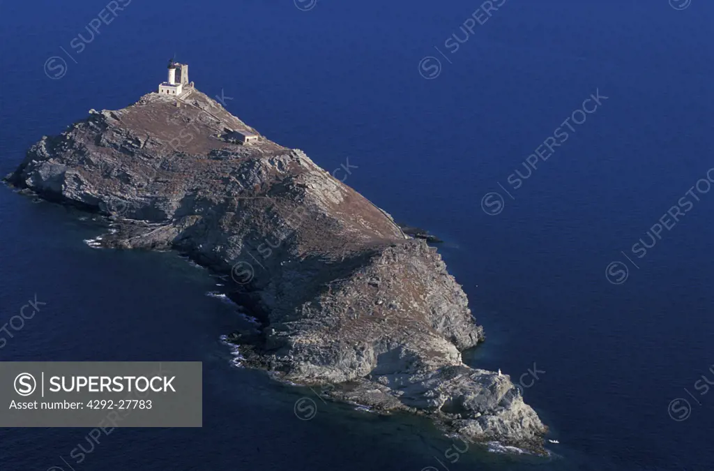 France, Corsica Island, Giraglia island, aerial view