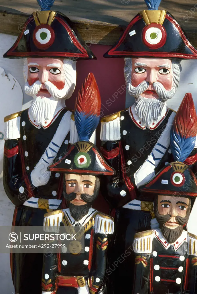 Italy, Sicily, Palermo, detail of traditional wood puppets
