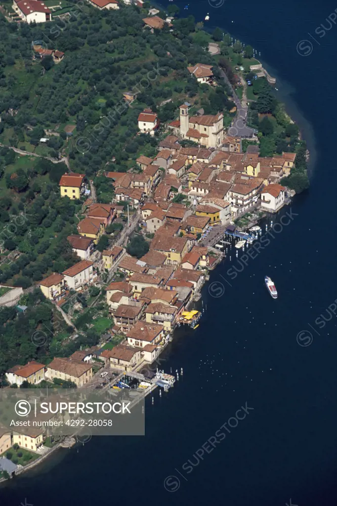 Italy, Lombardy, Lago D'Iseo, Montisola aerial view