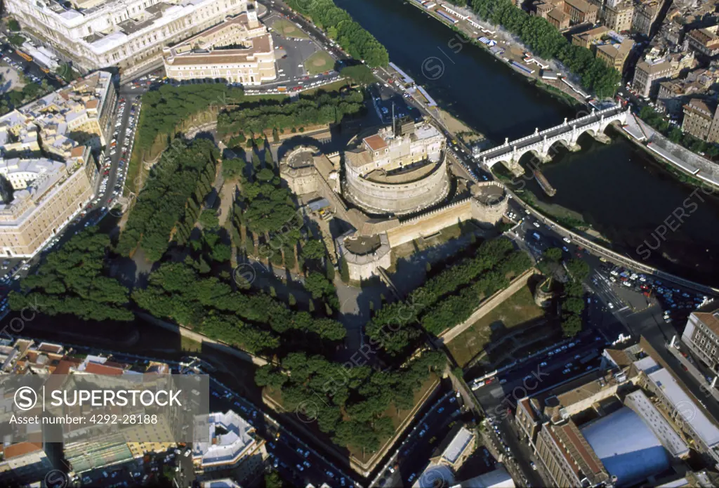 Italy, Rome, aerial view of Castel Sant'Angelo