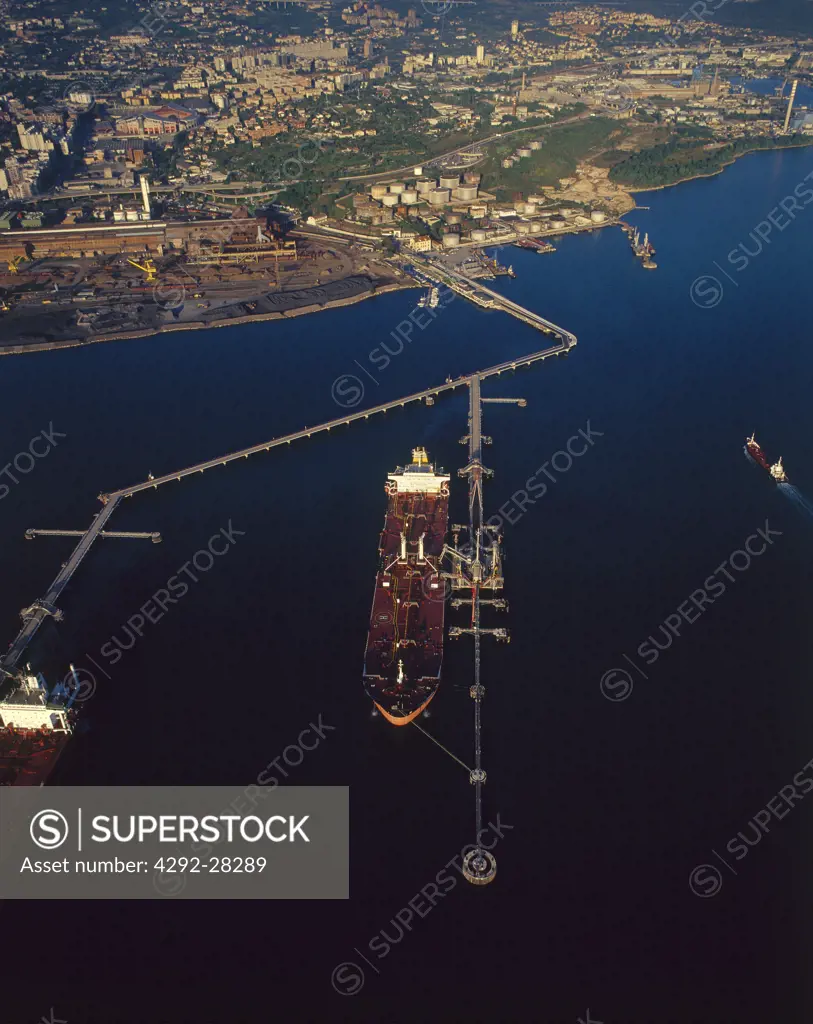 Italy, Friuli Venezia Giulia, Trieste, aerial view of the harbour