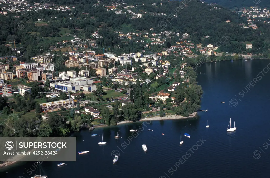 Switzerland, Canton Ticino, Locarno, aerial view