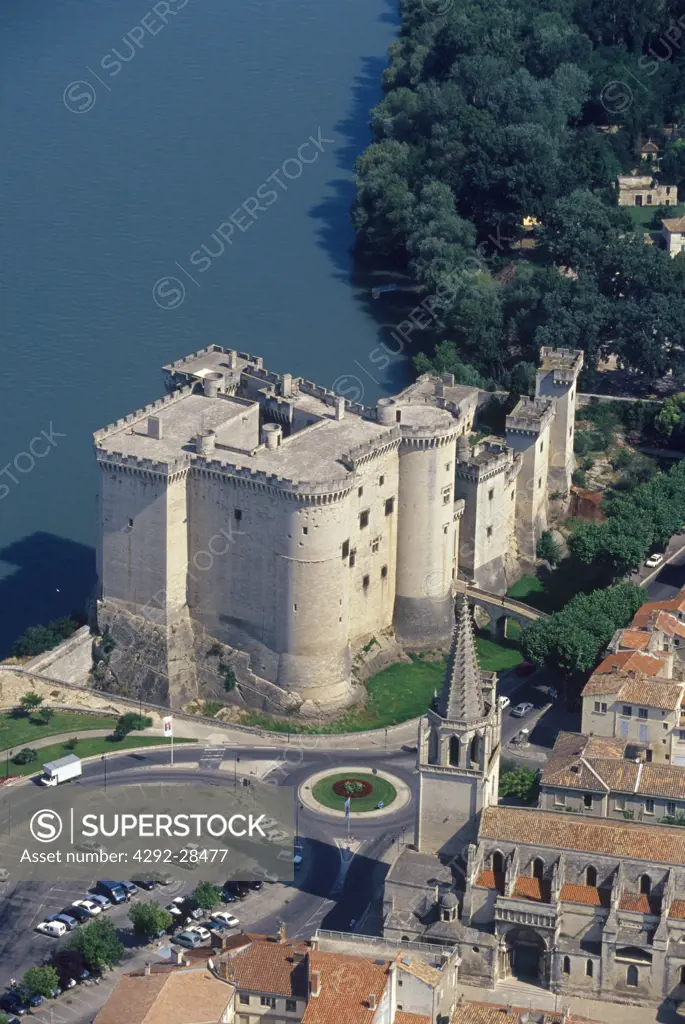 France, Provence, Tarascon Castle, aerial view