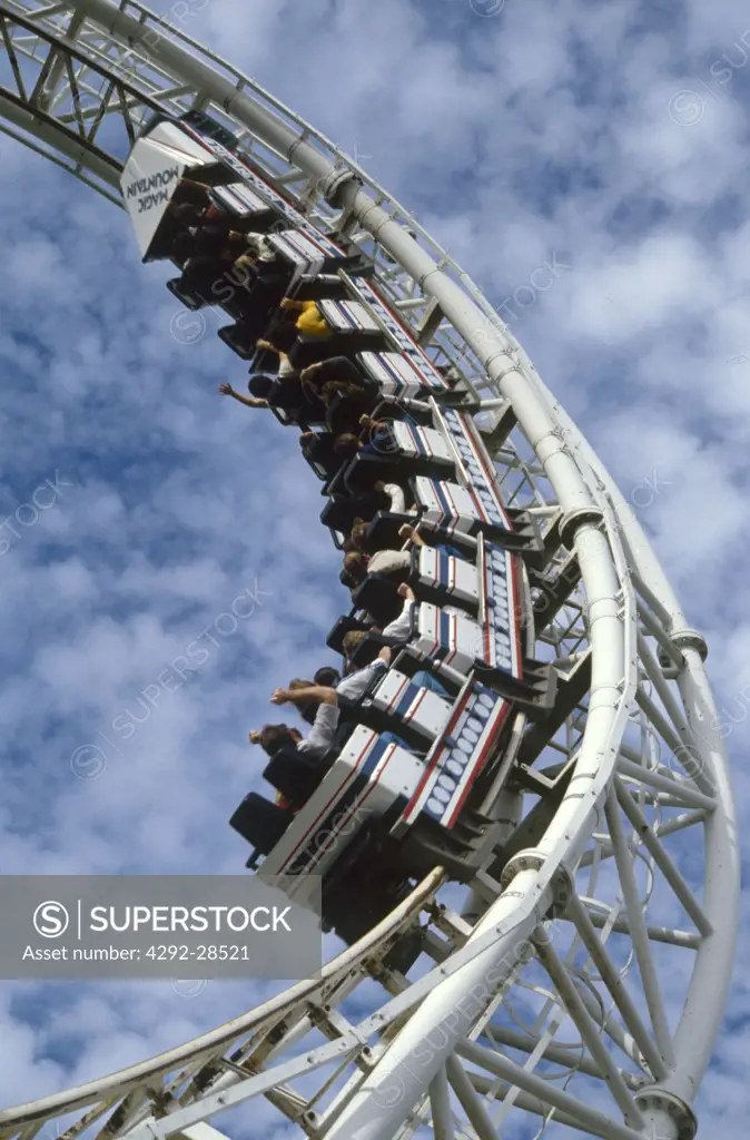 People on a rollercoaster