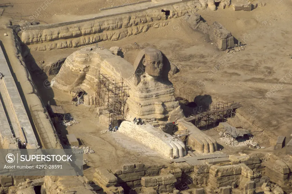 Egypt,Giza, the Sphinx, aerial view
