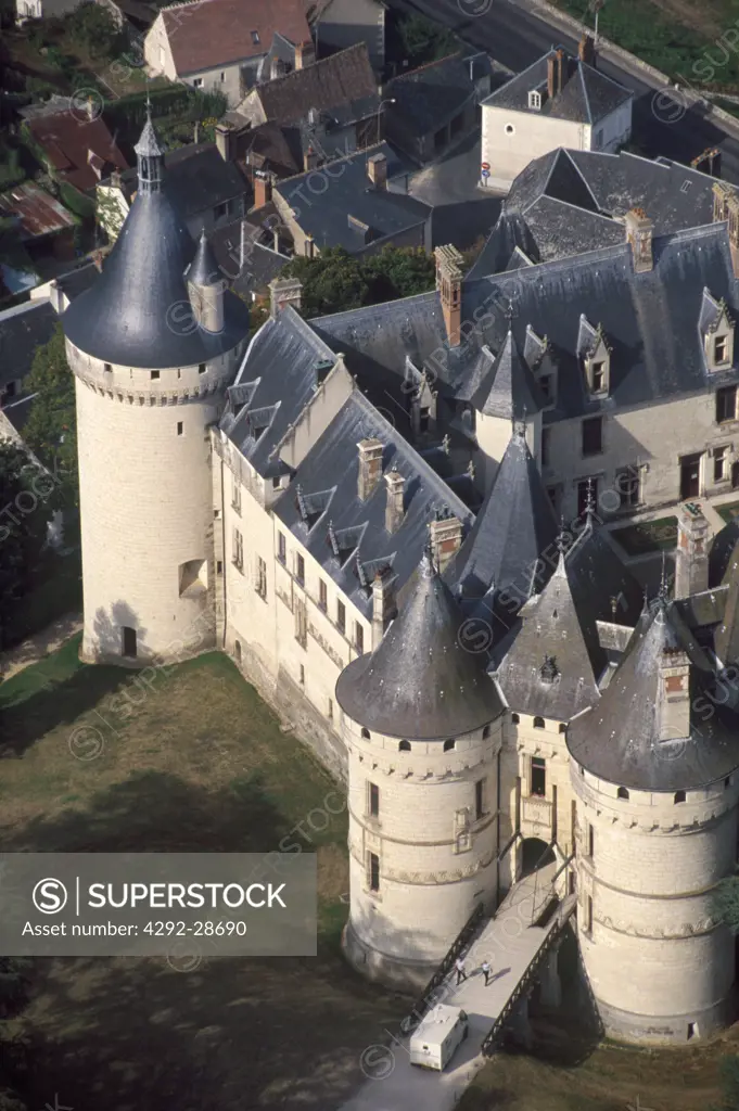France, Loire Valley, Chaumont Castle, from the air
