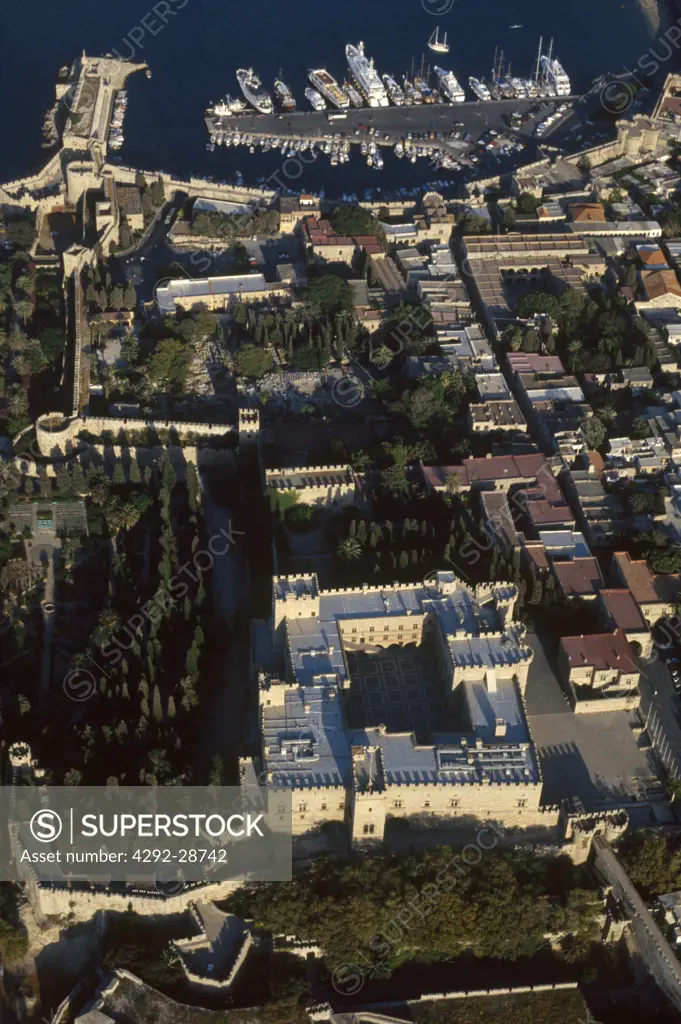 Greece, Rhodes island town of Rodos, aerial view