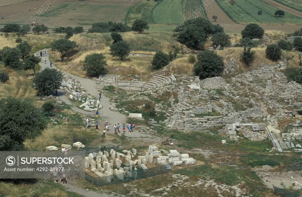 Turkey, Troy, the ruins, aerial view