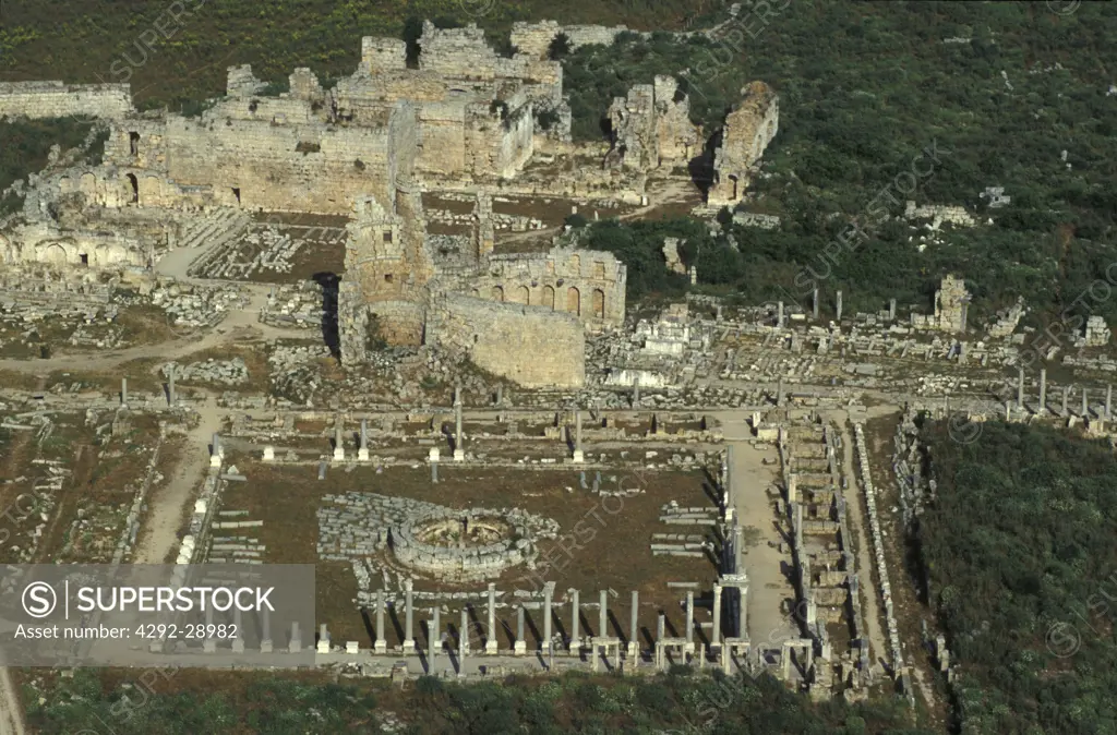 Turkey, Perge, the ruins, aerial view