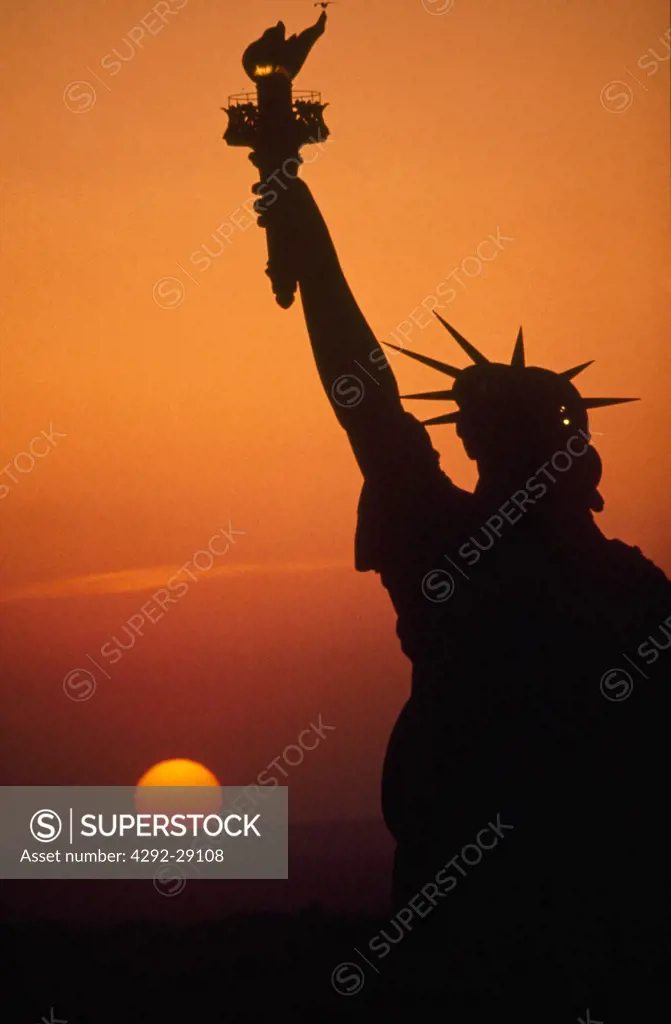 USA, New York City, Statue of Liberty, aerial view