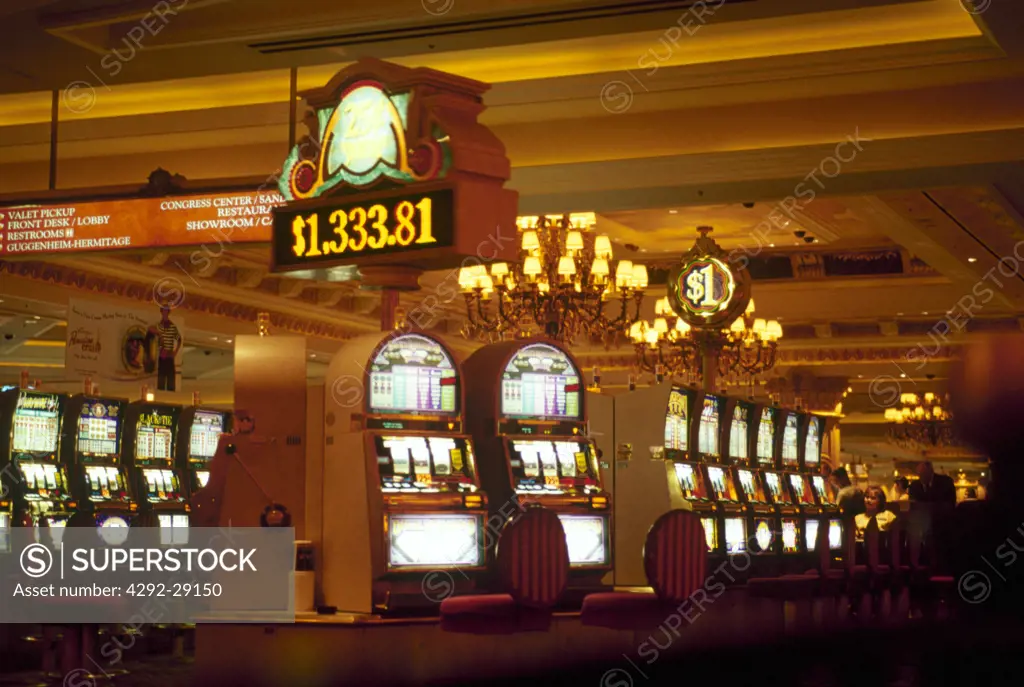 USA, Nevada, Las Vegas, slot machines in casino