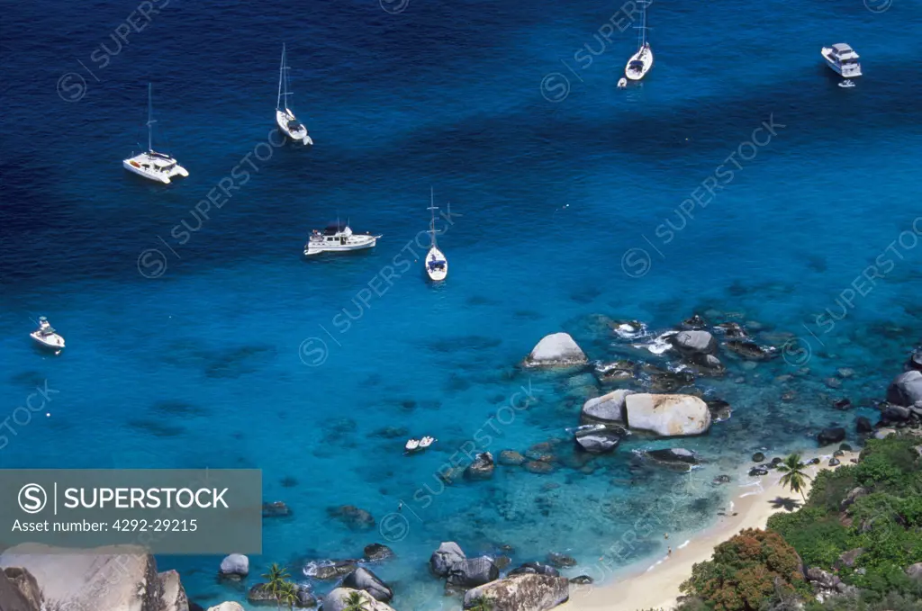 British Virgin Islands, Virgin Gorda, The Baths aerial view