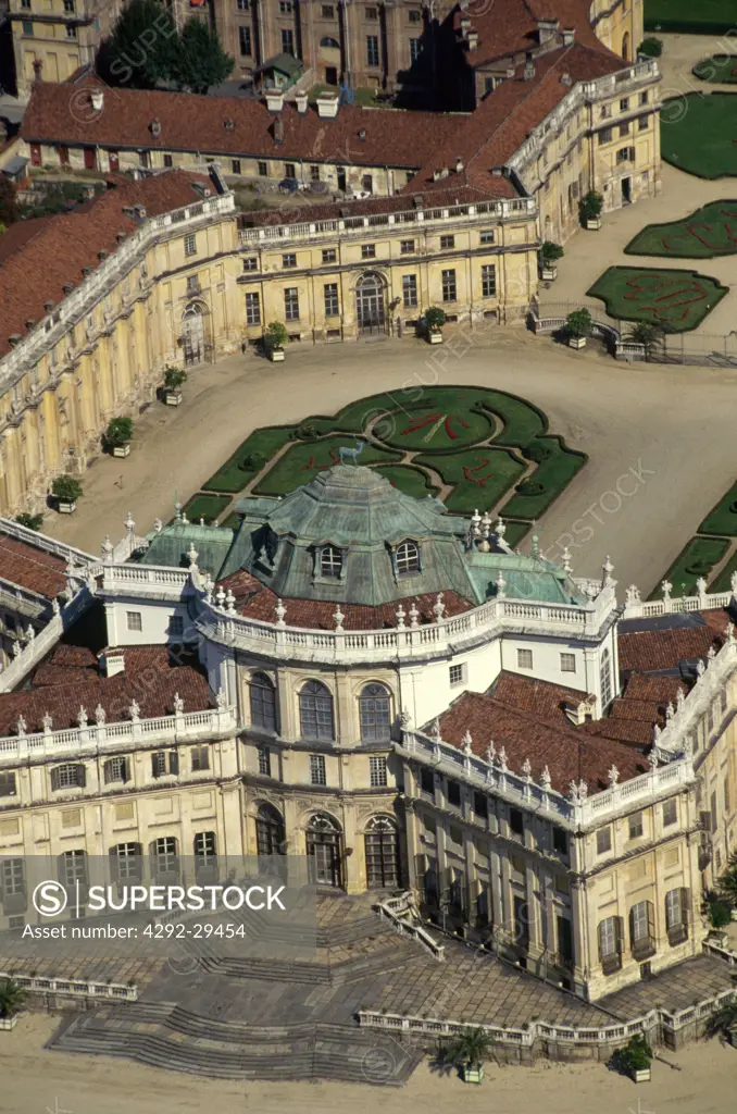 Italy, Piedmont, Turin, The Stupinigi Royal Palace, aerial view