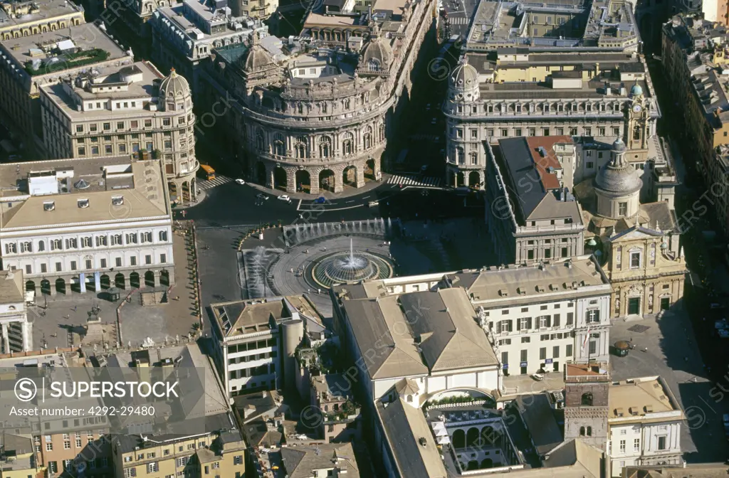 Italy, Liguria, Genoa aerial view of the city