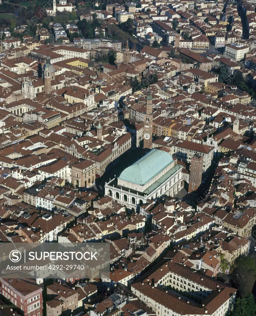 Italy, Veneto, Vicenza main square from air