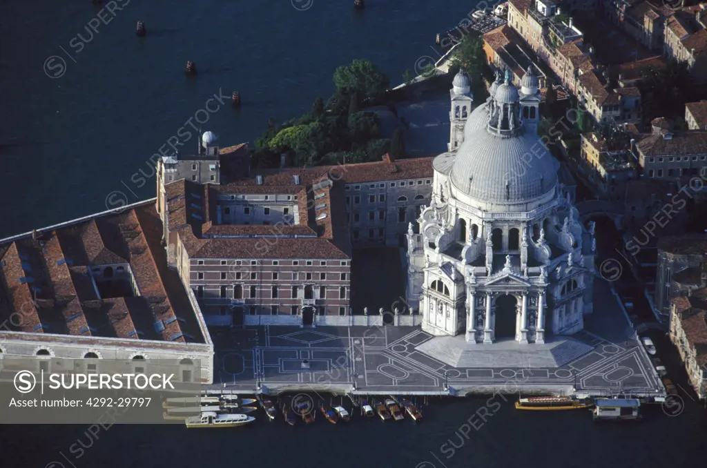 Italy, Veneto, Venice aerial view of Santa Maria della Salute