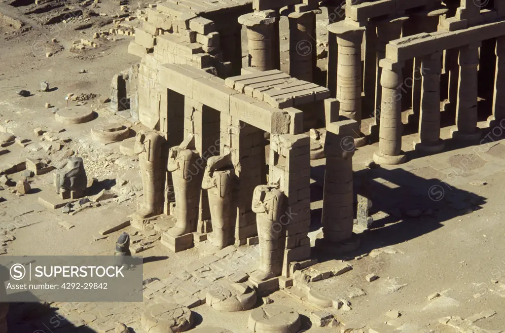 Egypt, Luxor, Ramesseum temple, aerial view